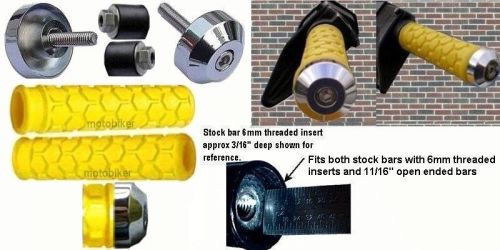 Honda atv trx 250ex 300ex 400ex 450r 700xx yellow grips chrome aluminum bar ends