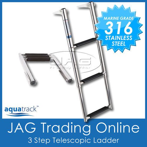 Aquatrack 316 marine grade stainless steel 3-step telescopic boat transom ladder