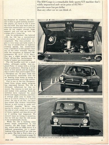 1967 fiat 850 coupe &amp; 124 sedan  road test 6  pg  article