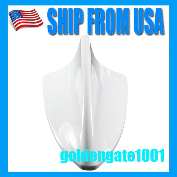 Us new anti-static shark fin style roof top mount antenna aerial base white 
