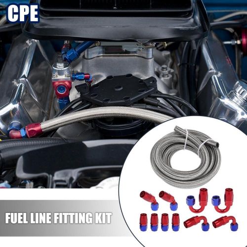 10ft an6 3/8" fitting stainless steel braided oil fuel hose line kit &amp;2pcs clamp