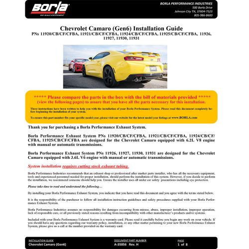 Borla 11925CFBA ATAK Axle Back Exhaust for 2016-2022 Chevrolet Camaro SS 6.2L V8, US $2,273.85, image 13