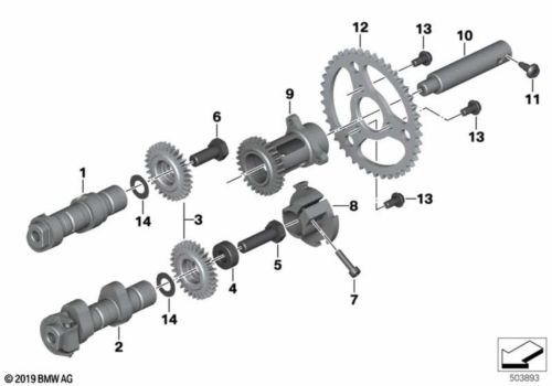 Genuine bmw-motorrad intake camshaft right 11318524354