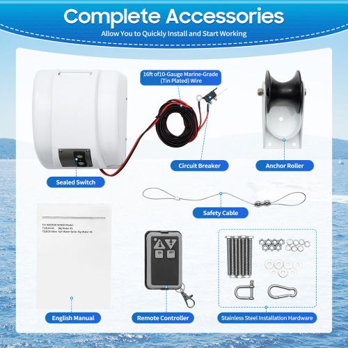45 LBS Saltwater Boat Electric Windlass Anchor Winch Marine with Wireless Remote, US $194.17, image 4
