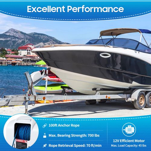 45 LBS Saltwater Boat Electric Windlass Anchor Winch Marine with Wireless Remote, US $194.17, image 23