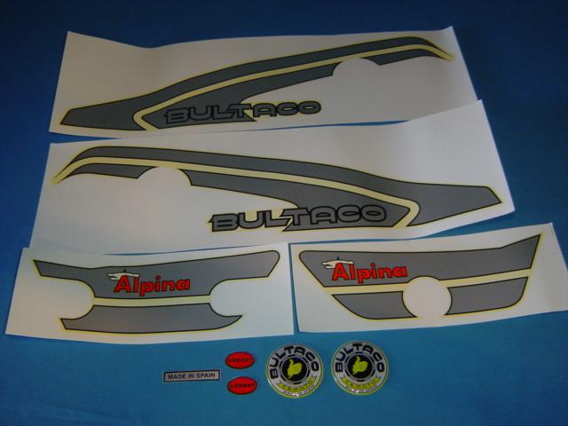 Adhesive decals bultaco alpina models 250 and 350 165 and 166.
