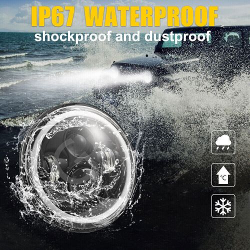 Pair 7" Inch LED Headlights Halo Angle Eyes For Jeep Wrangler JK(07-14) LJ TJ CJ, US $56.97, image 4