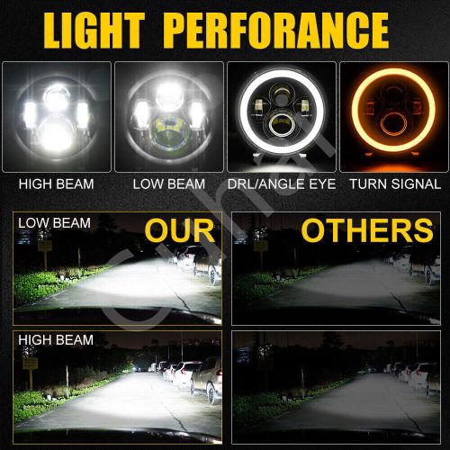 Pair 7" Inch LED Headlights Halo Angle Eyes For Jeep Wrangler JK(07-14) LJ TJ CJ, US $56.97, image 5