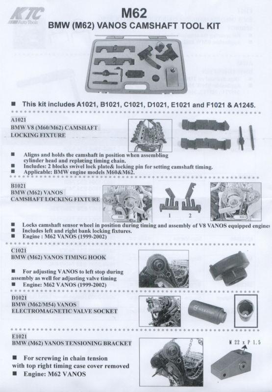 BMW M62 SECONDARY CHAIN TENSIONER LOCKING & CAMSHAFT VANOS TIMING KIT M60 M62, US $399.95, image 2