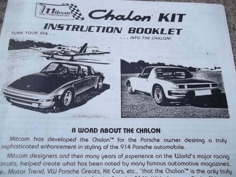 Mitcom porsche 914 chalon  kit installation guide factory manual 