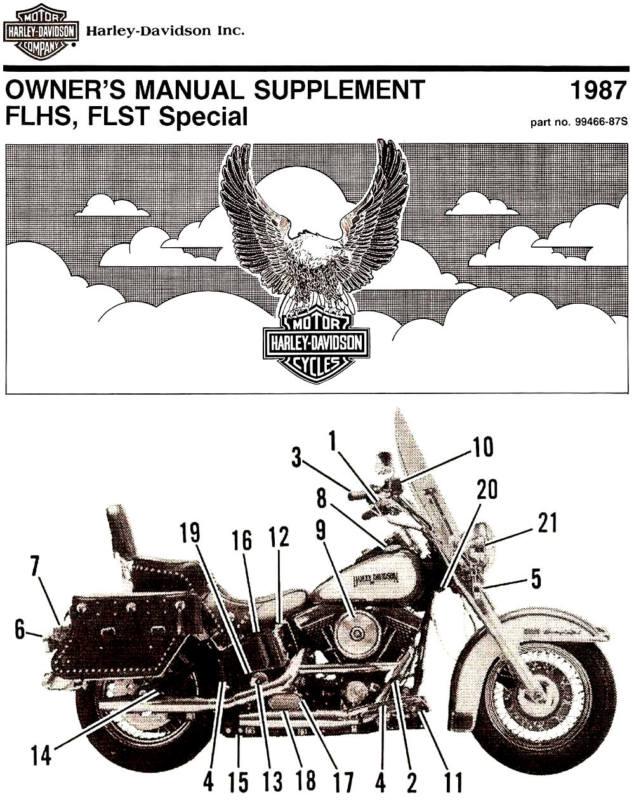 1987 harley-davidson flst heritage softail special owners manual supplement-flst