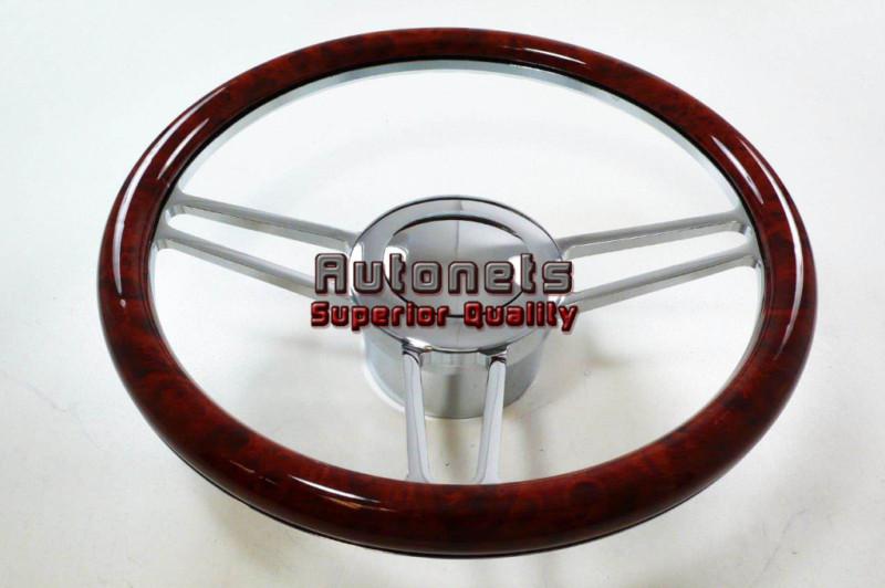 Sell Wood Veneer Vintage Chevy GM Chrome Aluminum Steering Wheel Horn