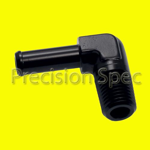 1/4" npt male to 3/8" (10mm) 90 degree hose barb black aluminium fitting adapter