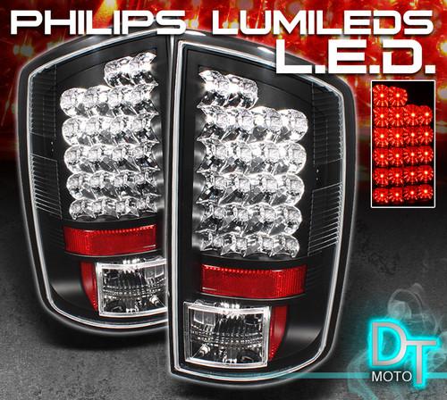 Black 02-06 dodge ram pickup philips-led perform tail lights lamps left+right