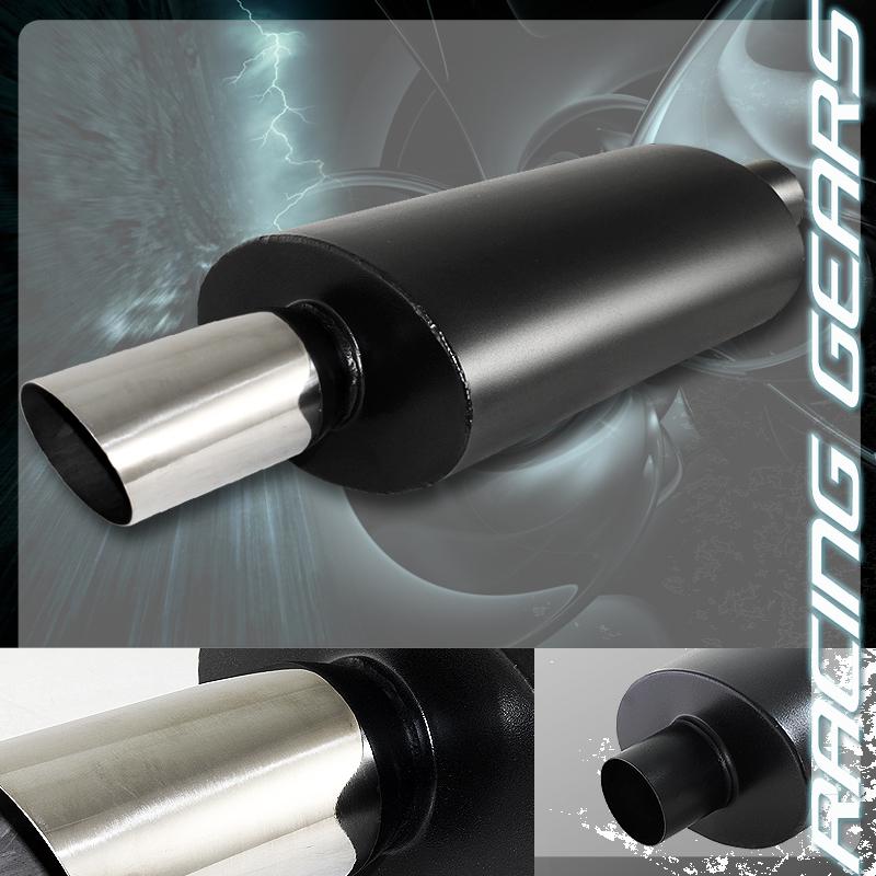 Universal 3" slant tip black ceramic stainless steel exhaust muffler 2.5" inlet