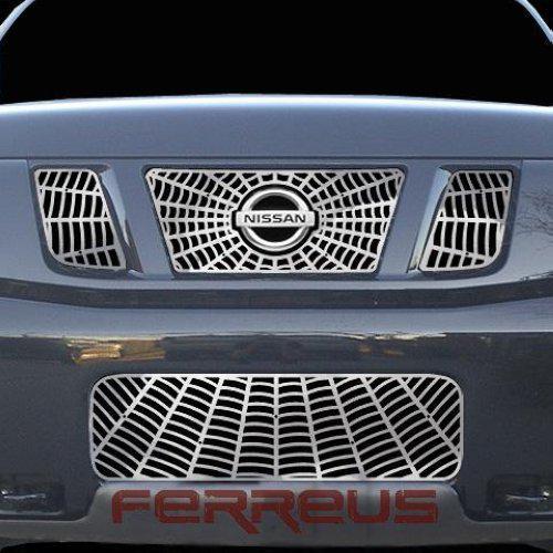 Nissan titan 08-12 spider web polished stainless truck grill insert add-on trim