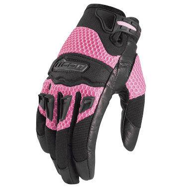 Icon twenty-niner pink leather womens gloves medium md