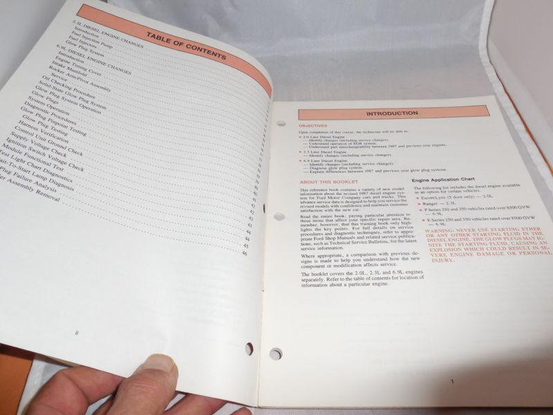 1987 Ford Car & light truck Diesel engine features manual 2.0L 2.3L 6.9L service, US $10.00, image 3