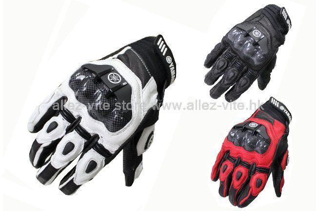 2012 yamaha leather + carbon gloves for motorcycling - 3 colors