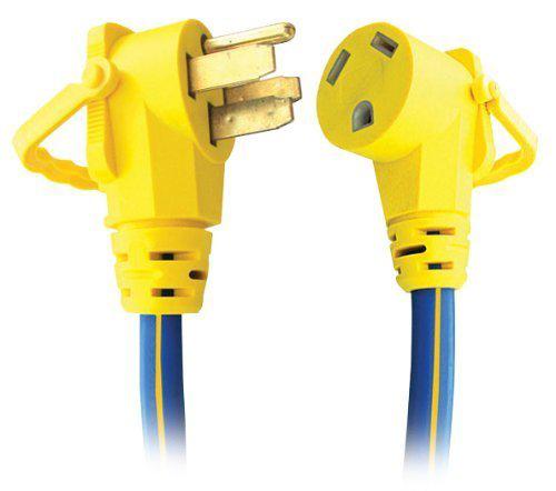 Rv stw 50-30 amp rv adapter with ezeegrip handle 18 inch blue with yellow stripe