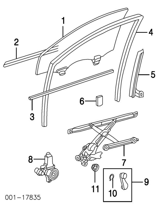Dd10188gty 2003-08 pontiac toyota matrix vibe door front right window glass