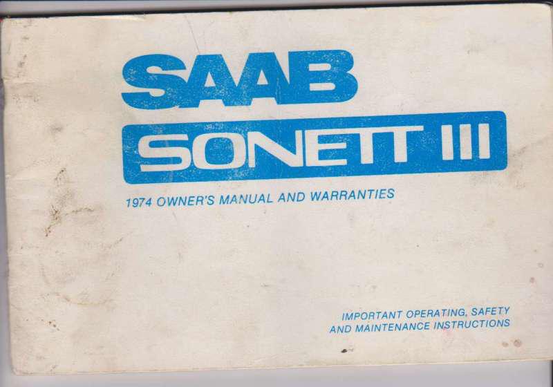 Saab sonett owner manual