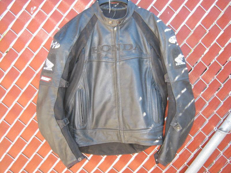 Honda joe rocket mens black leather motorcycle jacket vented lined armored used