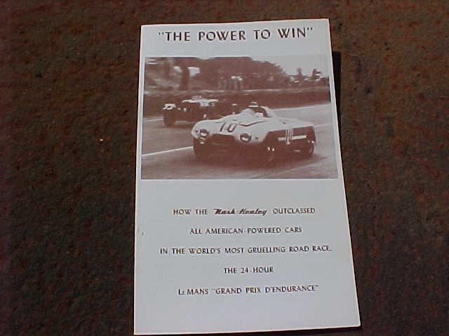 Orig 1953 nash healey sports car sales brochure "the power to win" nr mint rare!