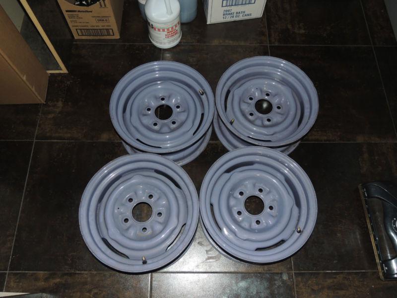 1955 56 chevrolet steel wheels (set of 4) 15" good condition - blasted & painted