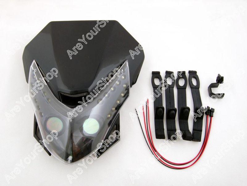 Universal motorcycle headlight turn signal led honda suzuki yamaha kawasaki blk