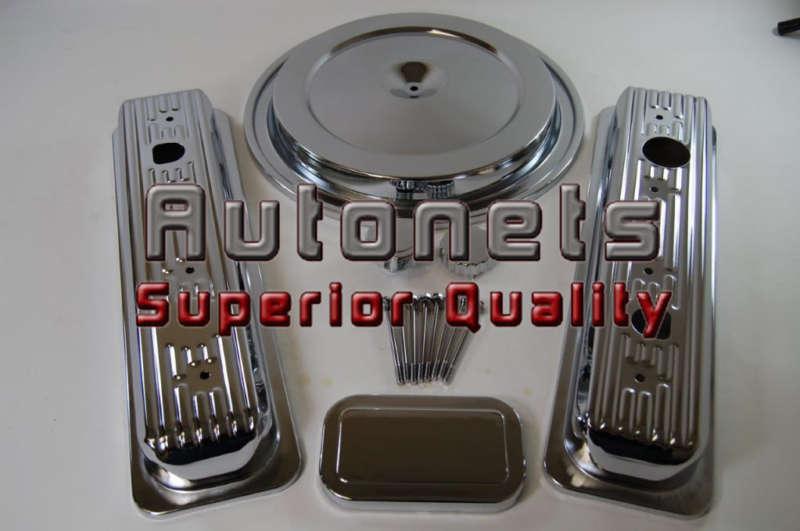 Chevy gmc truck chrome steel engine dress up kit valve covers single short sbc