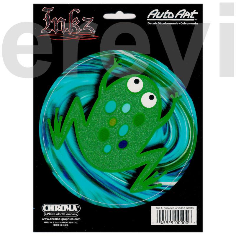 Green sparkling pond frog decal lucky funny toad prince car auto truck sticker