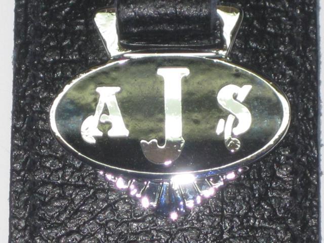 Ajs key ring fob chain motorcycle black badge uk made leather holder
