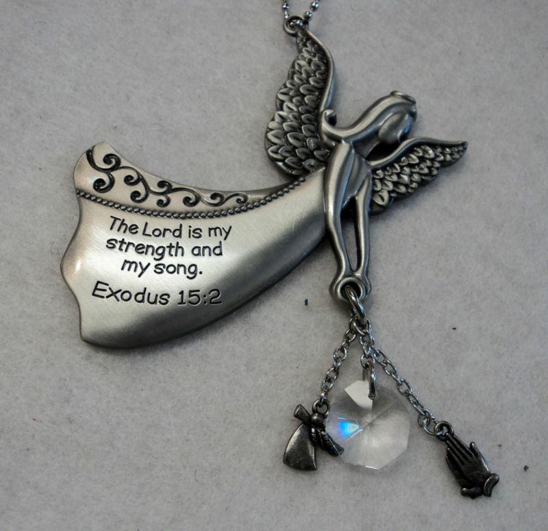 The lord is my strength guardian angel prism car charm rear view mirror ornament