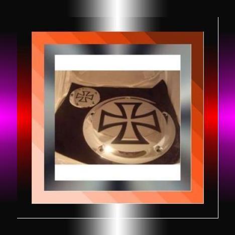 Maltese cross chrome derby & cam cover harley 5 hole twin cam 99 & up