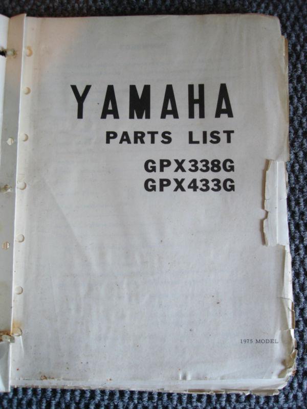 Sell YAMAHA 1975 GPX 433 338 PARTS LIST CATALOG MANUAL SNOWMOBILE