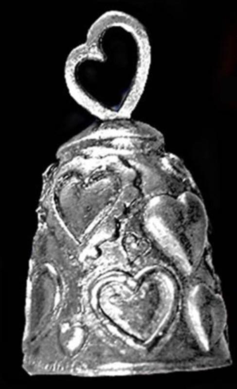 Pewter motorcycle guardian bell hearts biker spirit lady rider - free shipping!