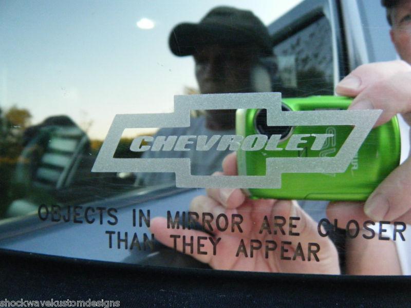 Chevy bowtie etched glass decals - set of two cool kustom decals