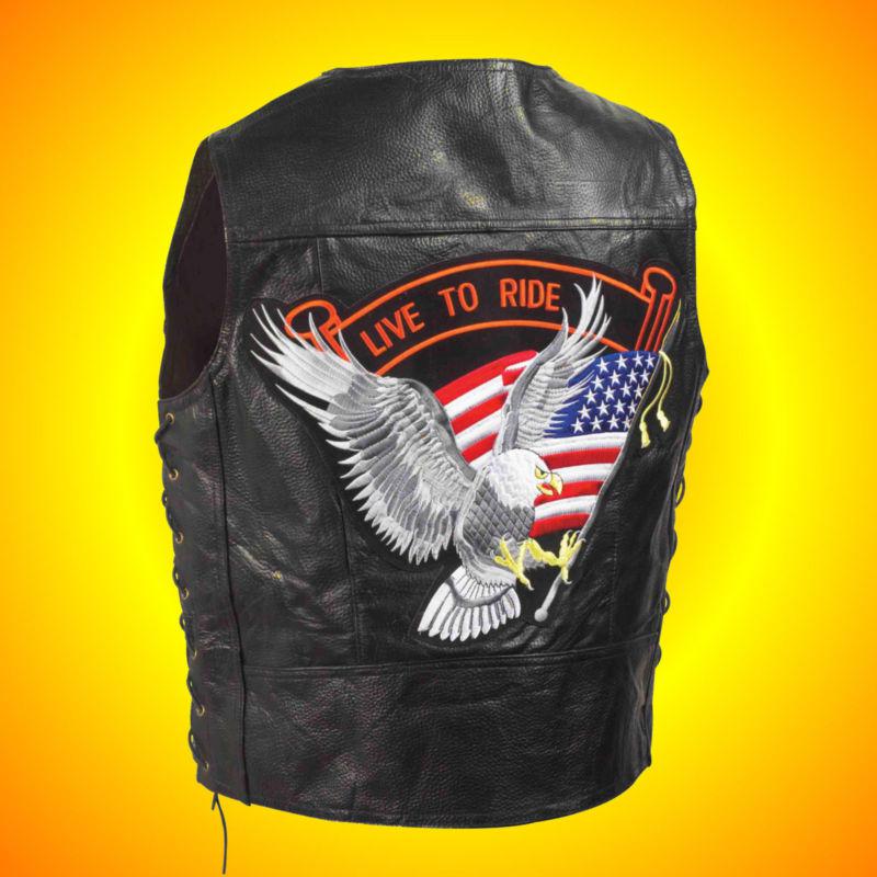-leather motorcycle-biker vest-- live to ride -men's size 3x- $49 patch on back