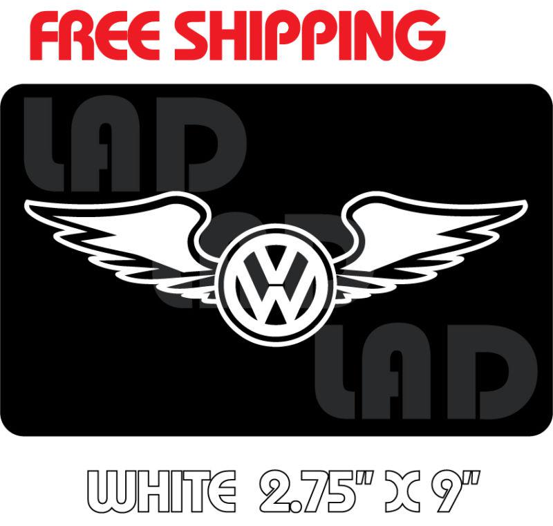 1- vw wings decal sticker 2.75"x9" white bug bus buggy manx thing type 1 2 ghia