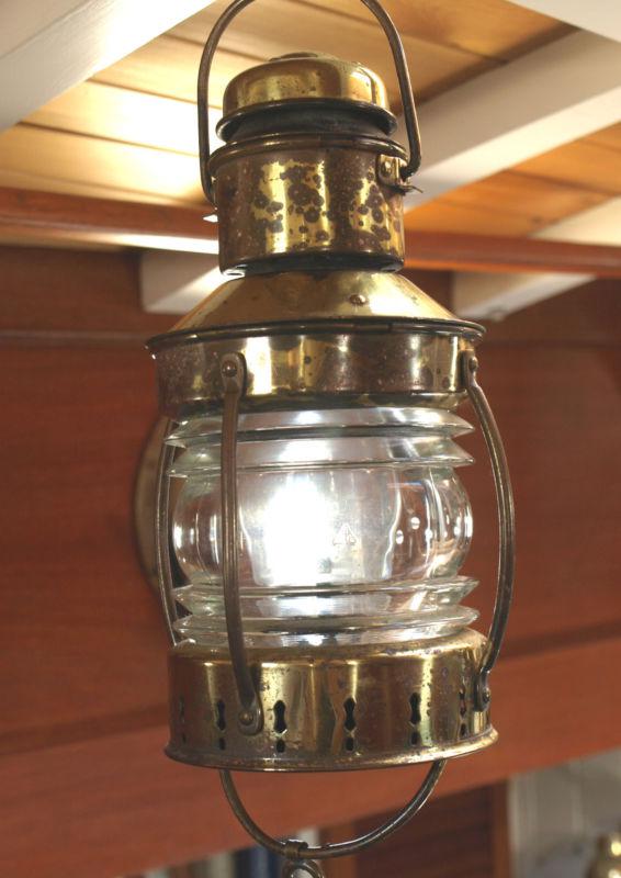 Brass anchor light with kerosene font