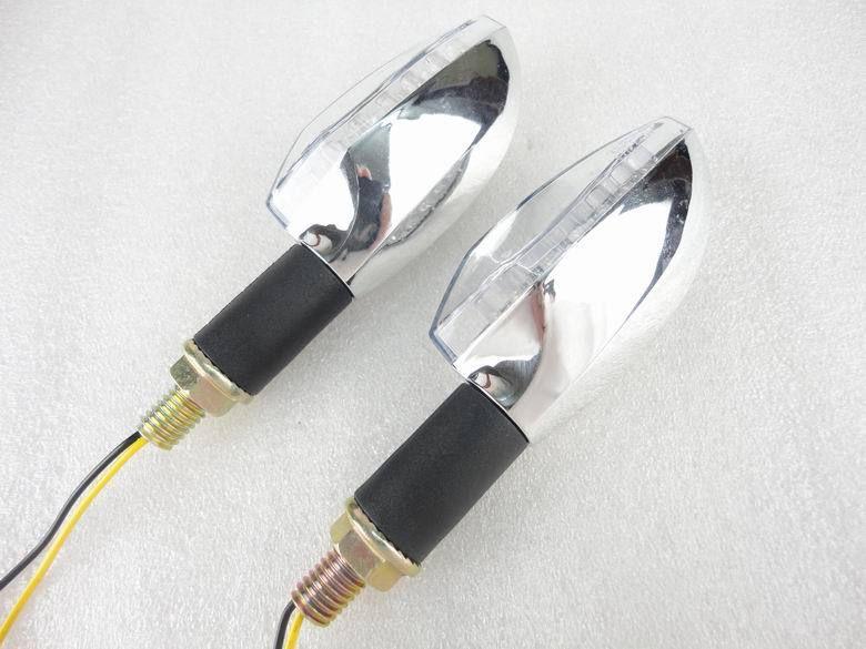 Chrome 1 pair motorcycle led turn signal indicator light lamp 10mm thread bolt 