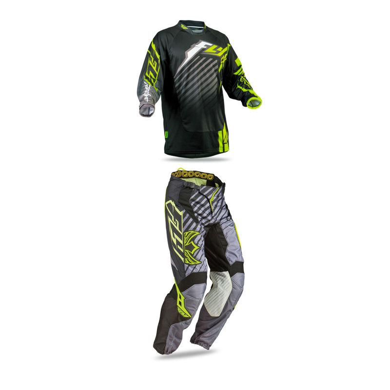 Fly racing kinetic rs black yellow mens kit dirt bike jersey & pants combo atv