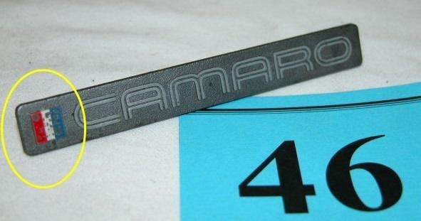 82-92 camaro silver gray passenger side dash camaro emblem