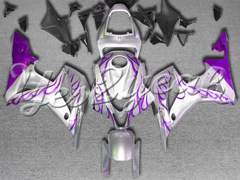 Injection molded fit 2007 2008 cbr600rr 07 08 purple flames fairing zh572