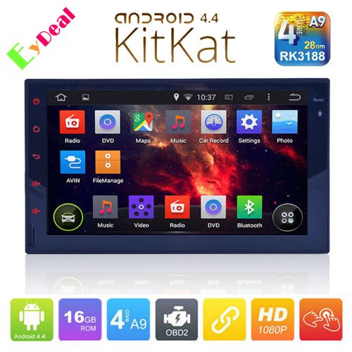 Android 4.4 2din 7" stereo car dvd player gps navi radio 3g wifi in-dash tablet