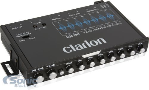 New! clarion eqs746 7-band graphic rotary equalizer eq w/subwoofer level control