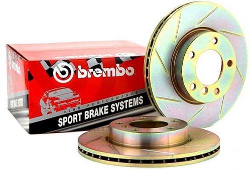 2 brembo 33s60102 new-slotted front rotors brake disc set pair fits - audi / vw