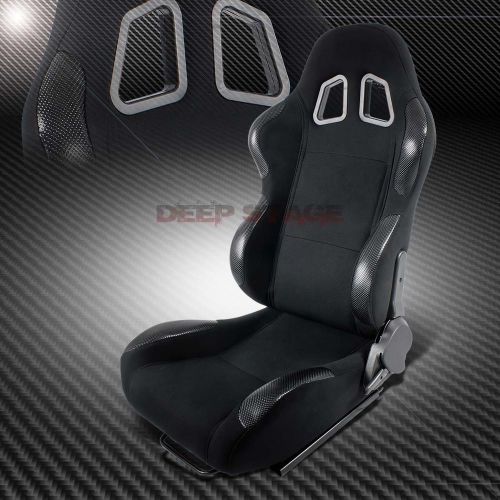 2x pvc leather carbon look sports style racing seats+mounting slider driver side