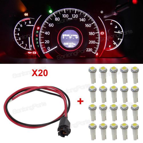 20x white t5 74 led extension connector wire harness instrument panel light 12v